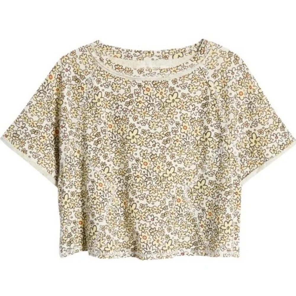 NWT We the Free Sammie Crop Cotton Raglan Floral Tee Size Extra Small